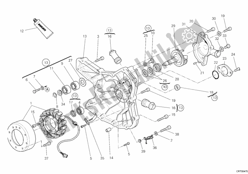 Alle onderdelen voor de Generatorafdekking - Waterpomp van de Ducati Superbike 1198 USA 2009